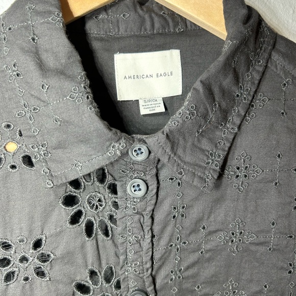 SOLD!! NO LONGER AVAILABLE!!! American Eagle See Through Embroidery Button Down! - Picture 2 of 8